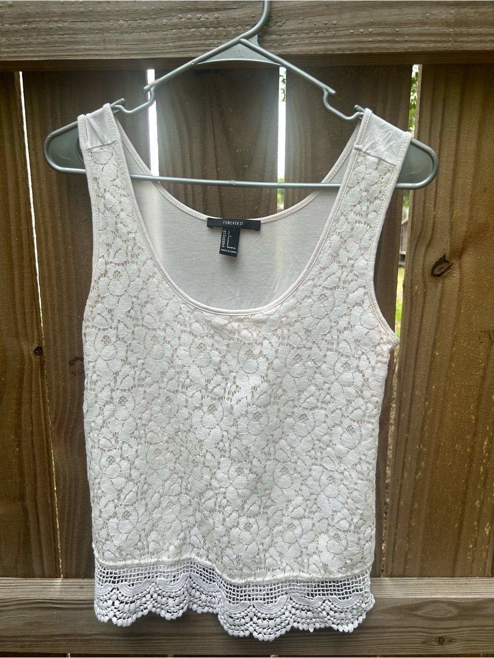 Forever 21 Cream Floral Lace Tank size small